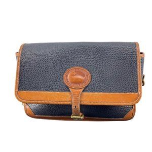 Dooney & Bourke Vintage 90’s Navy & Tan  Leather Crossbody Flap Bag  Messenger